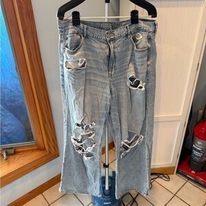 American Eagle Outfitters Ripped Light Blue Boyfriend Jeans